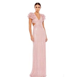 Mac Duggal 10829 Sequin Cutout Lace-Back Gown – Rose Pink Size 2, NWT